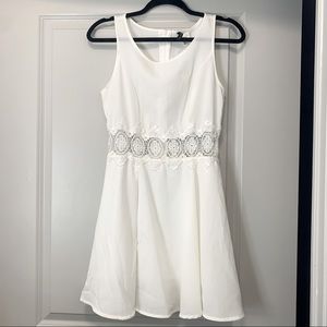 H&M White Mini Dress with Lace Detailing, Size 6, Used